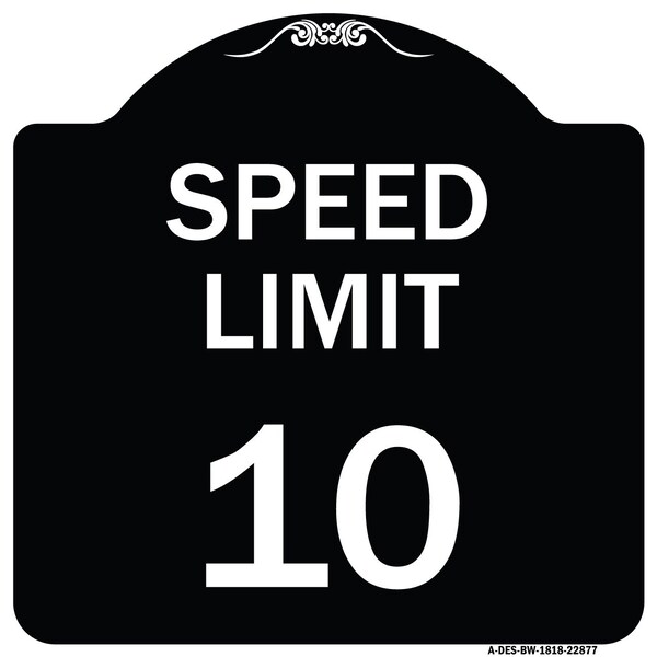 Speed Reduction Speed Limit 10 Mph Heavy-Gauge Aluminum Architectural Sign, 18" x 18", BW-1818-22877
